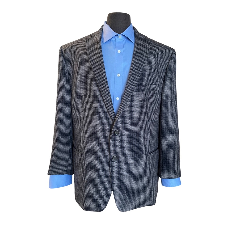 Chaps Ralph Lauren Mens 48R Wool Houndstooth Sport Coat Blazer Elbow Patches